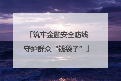 筑牢金融安全防线 守护群众“钱袋子”