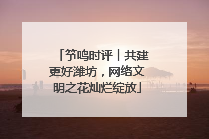 筝鸣时评丨共建更好潍坊，网络文明之花灿烂绽放