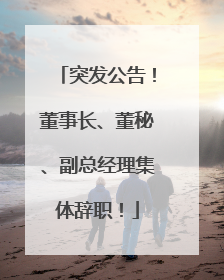 突发公告！董事长、董秘、副总经理集体辞职！