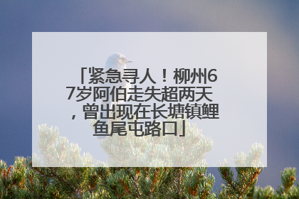 紧急寻人！柳州67岁阿伯走失超两天，曾出现在长塘镇鲤鱼尾屯路口