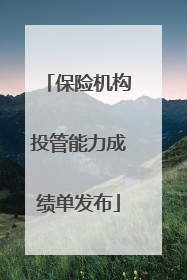 保险机构投管能力成绩单发布