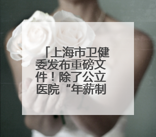 上海市卫健委发布重磅文件！除了公立医院“年薪制”，还有这些重点