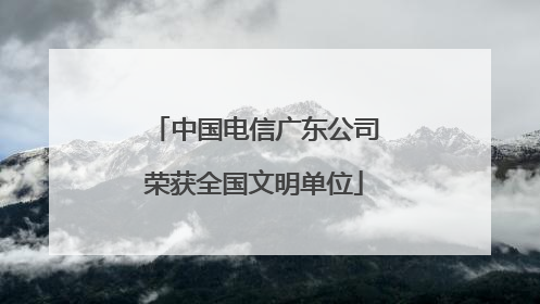 中国电信广东公司荣获全国文明单位