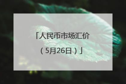 人民币市场汇价（5月26日）