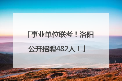 事业单位联考！洛阳公开招聘482人！