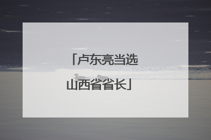 卢东亮当选山西省省长