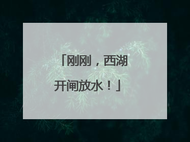刚刚，西湖开闸放水！
