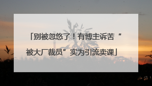 别被忽悠了！有博主诉苦“被大厂裁员”实为引流卖课