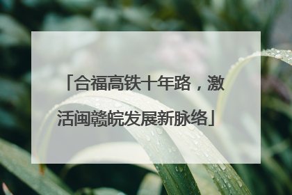 合福高铁十年路，激活闽赣皖发展新脉络