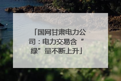 国网甘肃电力公司：电力交易含“绿”量不断上升