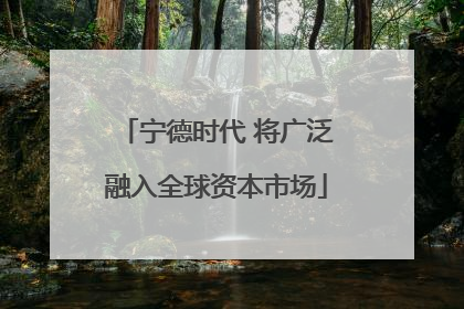 宁德时代 将广泛融入全球资本市场