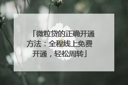 微粒贷的正确开通方法：全程线上免费开通，轻松周转