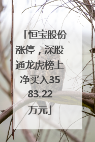 恒宝股份涨停，深股通龙虎榜上净买入3583.22万元