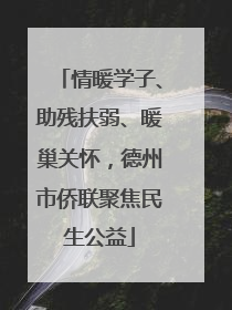 情暖学子、助残扶弱、暖巢关怀，德州市侨联聚焦民生公益