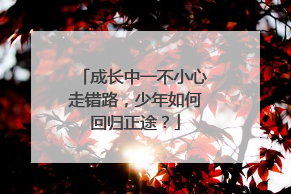 成长中一不小心走错路，少年如何回归正途？