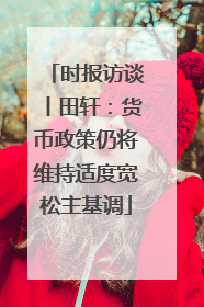 时报访谈丨田轩：货币政策仍将维持适度宽松主基调