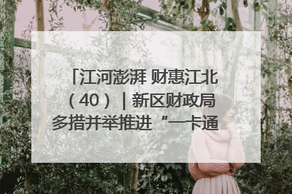 江河澎湃 财惠江北（40）｜新区财政局多措并举推进“一卡通”管理 保障惠民惠农补贴精准高效发放