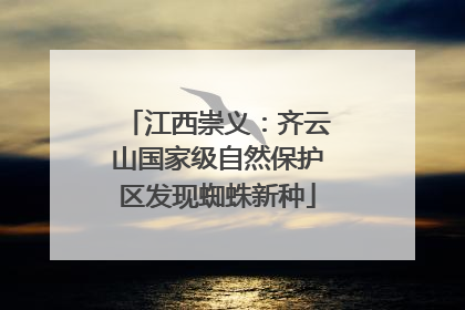 江西崇义：齐云山国家级自然保护区发现蜘蛛新种