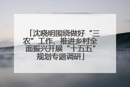 沈晓明围绕做好“三农”工作、推进乡村全面振兴开展“十五五”规划专题调研