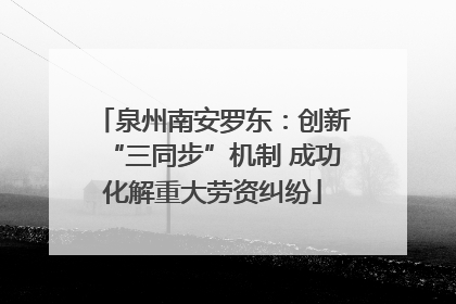 泉州南安罗东：创新“三同步”机制 成功化解重大劳资纠纷