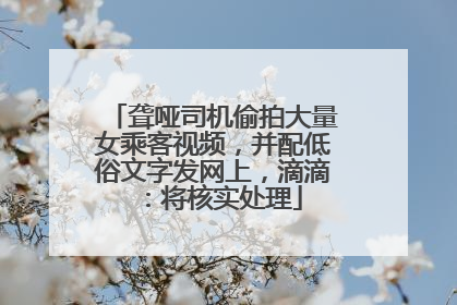 聋哑司机偷拍大量女乘客视频，并配低俗文字发网上，滴滴：将核实处理