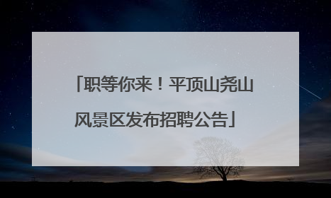 职等你来！平顶山尧山风景区发布招聘公告