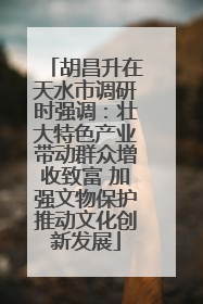 胡昌升在天水市调研时强调：壮大特色产业带动群众增收致富 加强文物保护推动文化创新发展