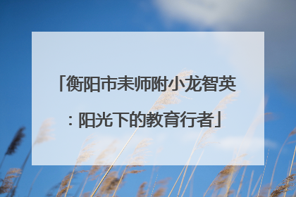 衡阳市耒师附小龙智英：阳光下的教育行者