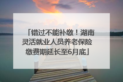 错过不能补缴！湖南灵活就业人员养老保险缴费期延长至6月底