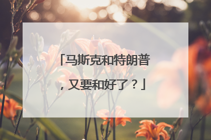 马斯克和特朗普，又要和好了？