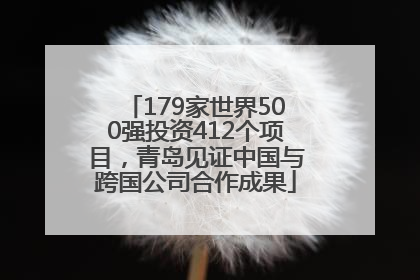 179家世界500强投资412个项目，青岛见证中国与跨国公司合作成果