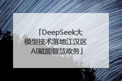 DeepSeek大模型技术落地江汉区 AI赋能智慧政务